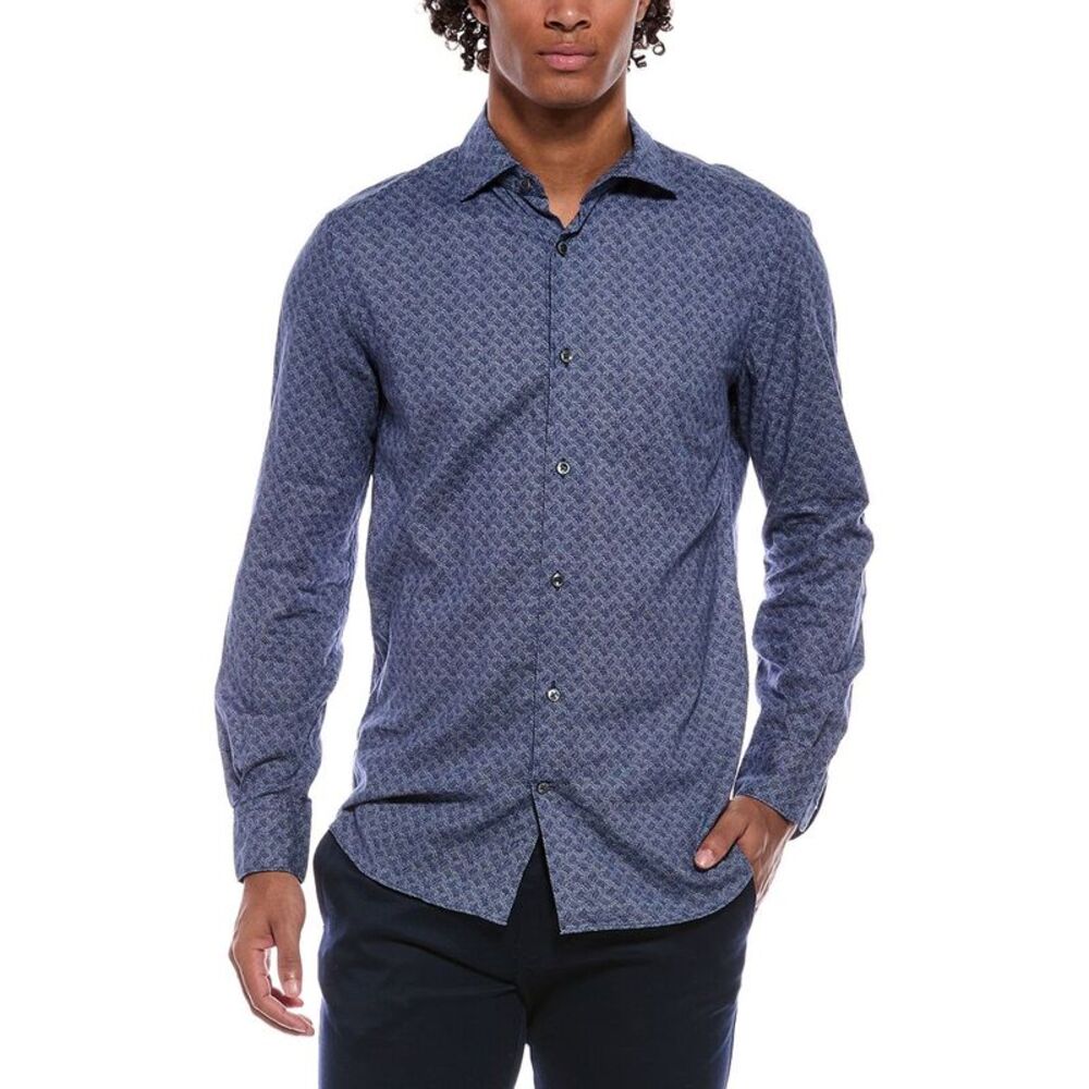 Slowear Mens  Linen-Blend Shirt, Blue
